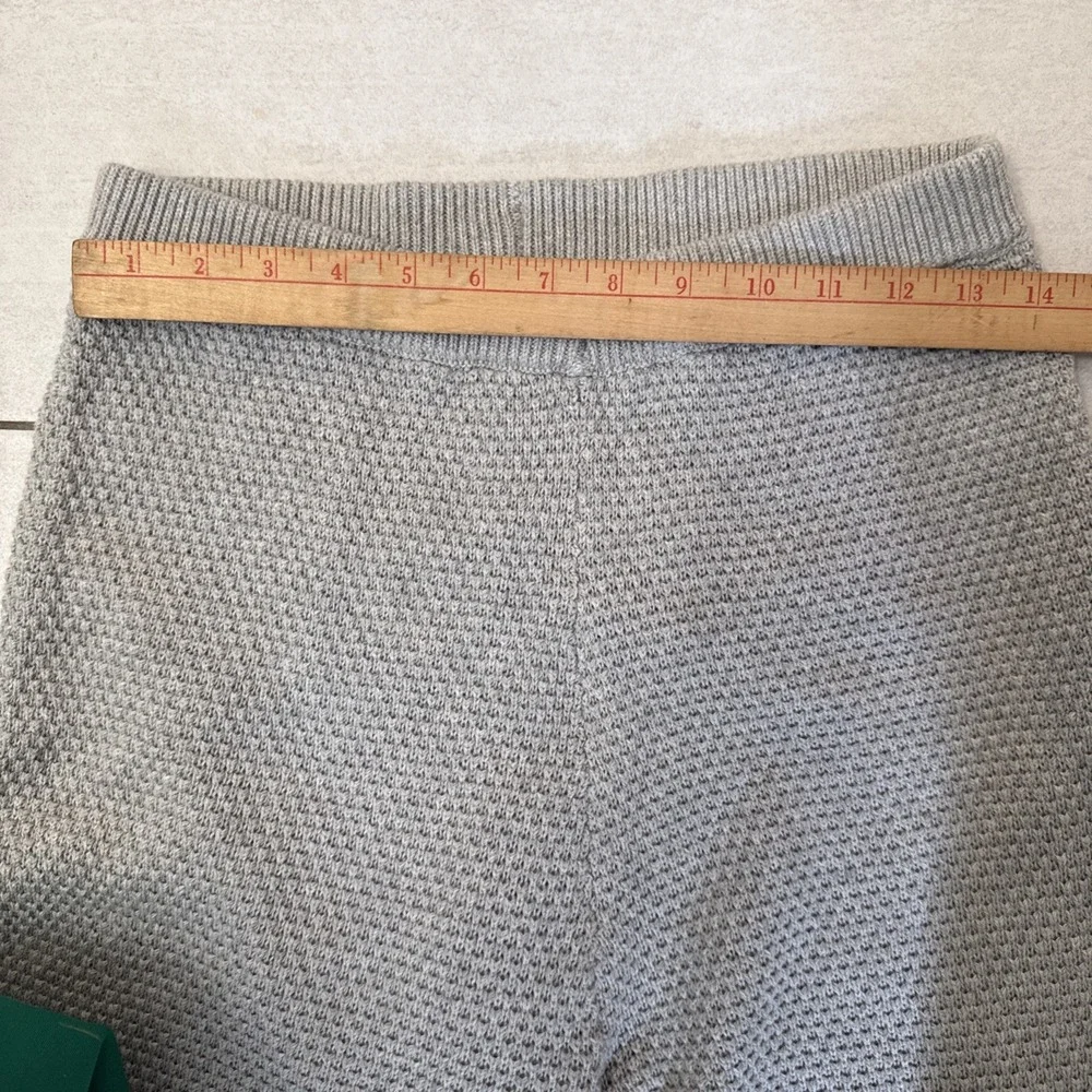 Free People Pants Womens Small Gray FP Beach Waffle Knit  Wide Leg Boho Flare